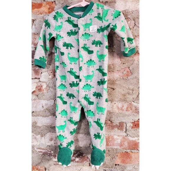 Carters Super Cute Dinosaur Fleece Sleeper Pajamas PJs Baby Sz 6-9 mo G - Picture 1 of 4